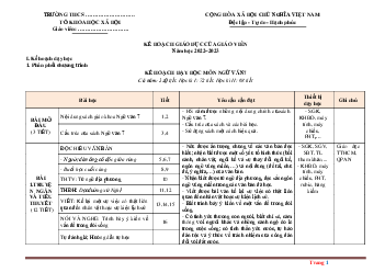 Kế hoạch giảng dạy ngữ văn lớp 7 cánh diều