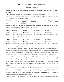 Đề thi thử THPT Quốc gia năm 2021 môn Tiếng Anh trường THPT Hàn Thuyên lần 1 (có đáp án)