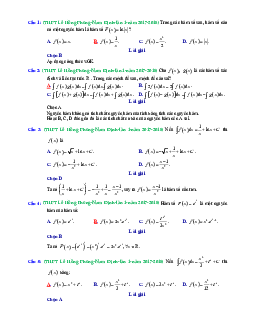 Trắc nghiệm nguyên hàm, tích phân và ứng dụng trong các đề thi thử Toán 2018