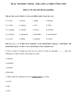 Bài tập tiếng Anh 12 Unit 3: Ways of Socialising hệ 7 năm