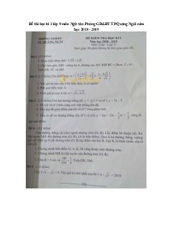 Đề thi học kì 1 lớp 9 môn Ngữ văn Phòng GD&ĐT TP Quảng Ngãi năm học 2018 - 2019