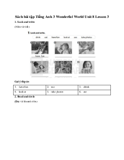 Giải SBT Tiếng Anh 3 Wonderful World Unit 8 My Town Lesson 3