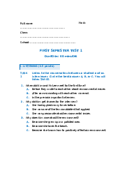 First Semester Test 1 Tiếng anh cơ bản | Đại học Lao động - Xã hội
