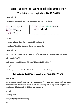 Tin học 10 Bài 29: Nhận biết lỗi chương trình - Kết Nối Tri Thức