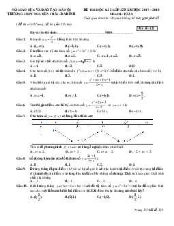 Đề thi học kỳ 2 Toán 12 năm học 2017 – 2018 trường THPT Nguyễn Trãi – Hà Nội