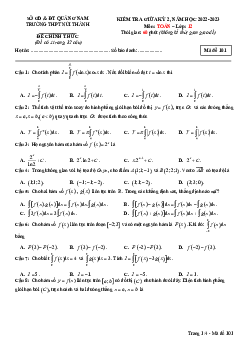 Đề giữa học kỳ 2 Toán 12 năm 2022 – 2023 trường THPT Núi Thành – Quảng Nam