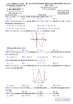 Đề thi thử tốt nghiệp THPT 2023 môn Toán lần 1 sở GD&ĐT Bình Phước