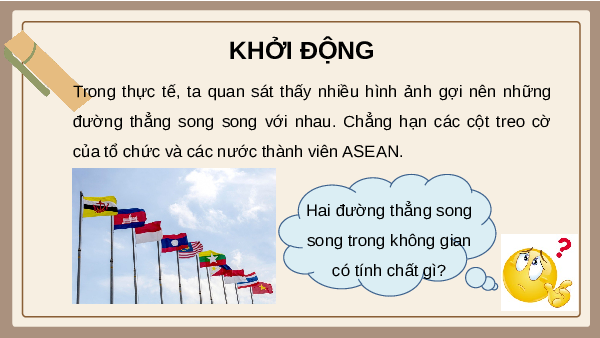 Giáo án điện tử Toán 11 Chương 4 Bài 2 Cánh diều: Hai đường thẳng song song trong không gian