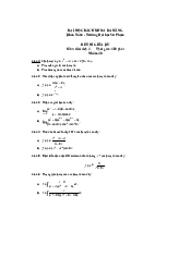 Đề thi giữa kì- Giải tích 1| Trường đại học Bách Khoa, Đại học Đà Nẵng