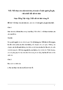 Soạn bài Viết: Viết đoạn văn nêu tình cảm, cảm xúc về một người gần gũi, thân thiết  | Kết nối tri thức
