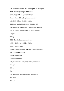Giải bài tập trang 146, 147 SGK Hóa học lớp 10: Luyện tập Oxi và lưu huỳnh