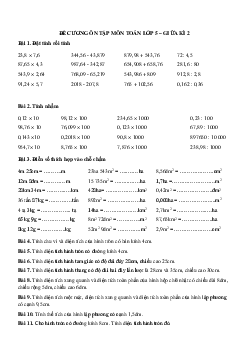 Đề cương ôn tập giữa học kì 2 môn Toán lớp 5 Số 3