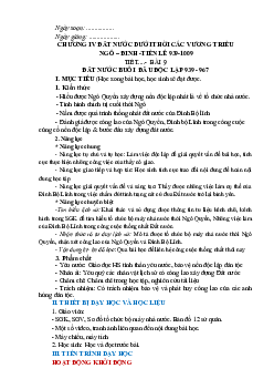 Giáo án Lịch sử 7 Bài 9 sách Kết nối tri thức với cuộc sống