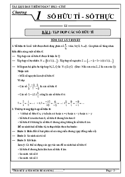 Tài liệu dạy thêm Toán 7 Chân Trời Sáng Tạo học kì 1