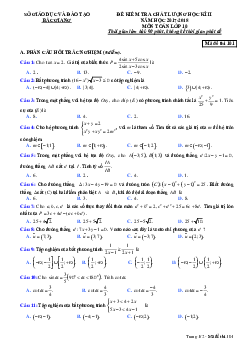 Đề thi học kỳ 2 Toán 10 năm học 2017 – 2018 sở GD và ĐT Bắc Giang