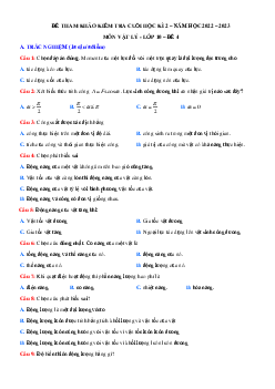 Đề thi học kì 2 lớp 10 môn Vật lí Kết nối tri thức năm 2023 - Đề 4