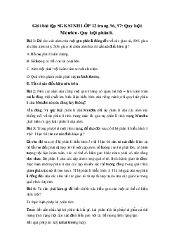 Giải bài tập SGK Sinh học lớp 12 bài 8: Quy luật Menđen - Quy luật phân li