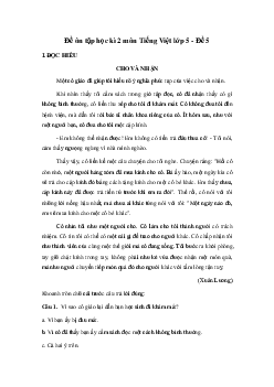 Đề thi học kì 2 môn Tiếng Việt lớp 5 năm 2024 - Đề 5