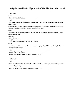 Đề thi tuyển sinh vào 10 môn Ngữ Văn Sở GD&ĐT Hà Nam năm 2024 - 2025