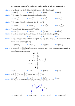 Đề thi thử THPT Quốc gia 2023 môn Toán bám sát đề minh họa - Đề 3 (có lời giải)