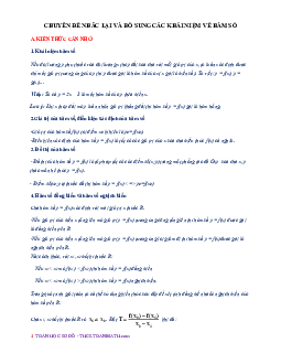 Chuyên đề nhắc lại và bổ sung các khái niệm về hàm số