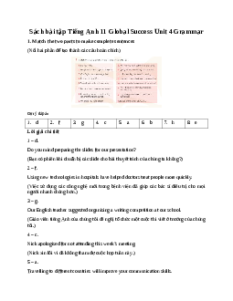 Giải Unit 4 Grammar | Sách bài tập Tiếng Anh 11 Global Success