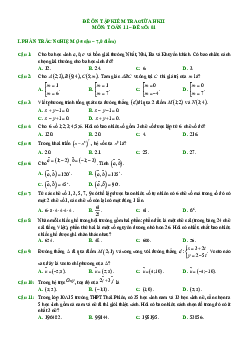 TOP12 đề ôn tập kiểm tra giữa kỳ 2 Toán 10 Cánh Diều (70% TN + 30% TL)