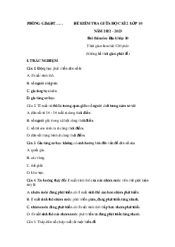 Đề thi giữa học kì 2 môn Địa lý 10 Cánh diều năm học 2022 - 2023