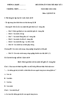Đề cương ôn tập học kì 1 môn Lịch sử 10 sách Chân trời sáng tạo