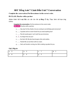 SBT Tiếng Anh 7 Cánh Diều Unit 7 Conversation