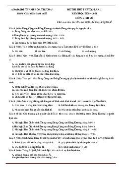 Đề thi thử TN THPT 2021 môn Sử trường chuyên Lam Sơn lần 1 (có đáp án)