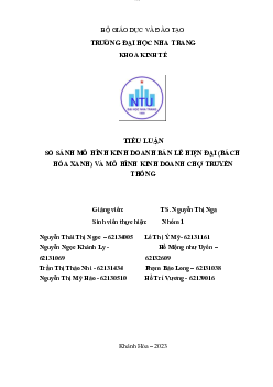 Tiểu luận so sánh mô hình kinh doanh của Bách Hóa Xanh và chợ truyền thống |