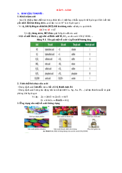 Chuyên đề KHTN 8 Chân trời sáng tạo bài 9 Acid