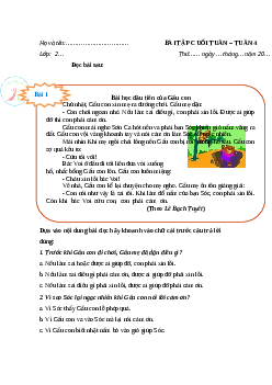 Phiếu Bài tập cuối tuần tiếng Việt lớp 2 học kì 1 | Cánh diều Tuần 3 cơ bản