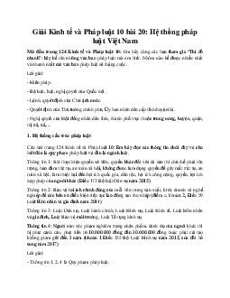 Giải Kinh tế và Pháp luật 10 bài 20 CD