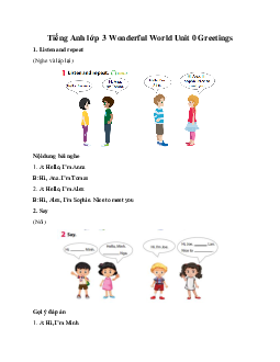 Giải BT Tiếng Anh lớp 3 Wonderful World Unit 0 Greetings
