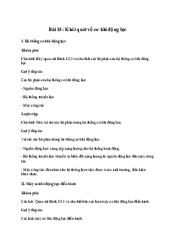 Giải Công nghệ 11 Bài 15: Khái quát về cơ khí động lực | Kết nối tri thức
