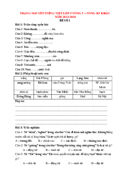 Đề thi Trạng nguyên Tiếng Việt lớp 5 năm 2023 - 2024 Vòng Sơ Khảo