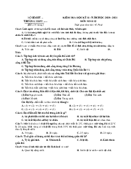 Đề thi học kì 2 Sinh học 12 năm học 2020 - 2021 (có đáp án)
