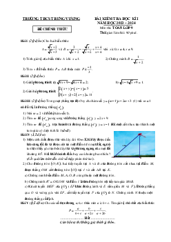 Đề học kì 1 Toán 9 năm 2023 – 2024 trường THCS Trưng Vương – Hà Nội