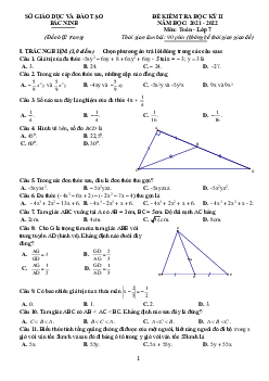 Đề kiểm tra cuối học kỳ 2 Toán 7 năm 2021 – 2022 sở GD&ĐT Bắc Ninh