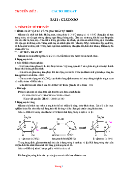 Lý thuyết và trắc nghiệm Cacbonhiđrat (có đáp án)