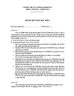 Đề thi kết thúc học phần học phần Nguyên lý kế toán