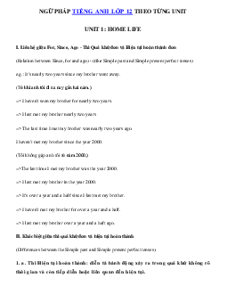 Ngữ pháp Unit 1 lớp 12 Home life