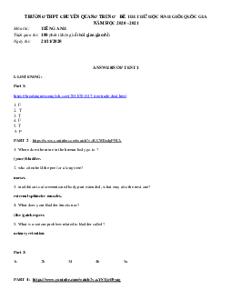 (Đáp án) Kì thi thử chọn đội tuyển chính thức dự thi HSG quốc gia lớp 12 THPT Bình Phước năm học 2020-2021 môn thi Tiếng Anh