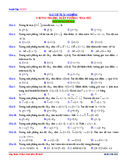 90 bài tập trắc nghiệm vectơ trong mặt phẳng tọa độ có đáp án và lời giải