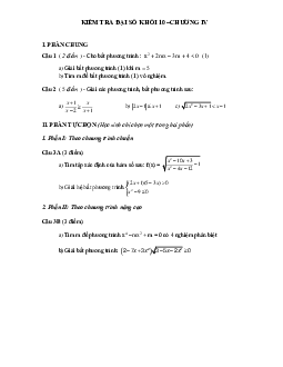 TOP02 đề kiểm tra Đại số 10 chương 4