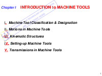 Chapter I  Introduction To Machine Tools môn Máy và Hệ thống điều khiển số | Trường Đại học Sư phạm Kỹ thuật Thành phố Hồ Chí Minh