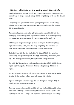 Hội Gióng - Lễ hội tưởng nhớ vị anh hùng đánh thắng giặc Ân