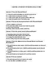 Trắc Nghiệm Chương 3: Tổng Quan Về Hệ Thống Tài Chính | Môn Tài chính tiền tệ - Đại học Cần Thơ